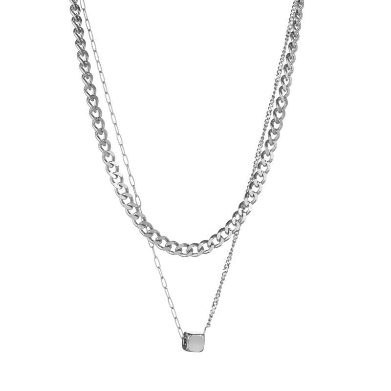 Personalized Stainless Steel Name Double Chain Necklace