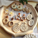 Summer Bohemian Retro Straw Rattan Earrings