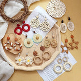 Summer Bohemian Retro Straw Rattan Earrings