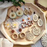 Summer Bohemian Retro Straw Rattan Earrings