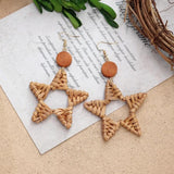 Summer Bohemian Retro Straw Rattan Earrings