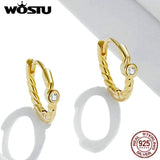 925 Silver Spiral Golden Zircon Stud Earrings CQE1255