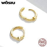 925 Silver Spiral Golden Zircon Stud Earrings CQE1255