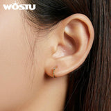 925 Silver Spiral Golden Zircon Stud Earrings CQE1255