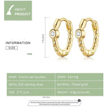 925 Silver Spiral Golden Zircon Stud Earrings CQE1255