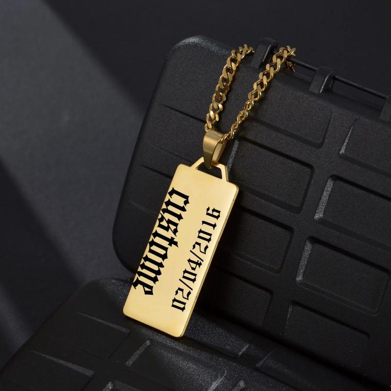 Cuba-Chain Name Letter Necklace Stianless Steel Personalized Engrave Charm Penda