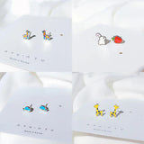 Small Animal Rabbit Giraffe Stud Earrings For Girls