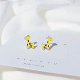 Small Animal Rabbit Giraffe Stud Earrings For Girls