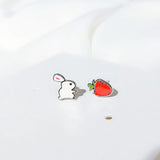 Small Animal Rabbit Giraffe Stud Earrings For Girls