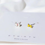 Small Animal Rabbit Giraffe Stud Earrings For Girls