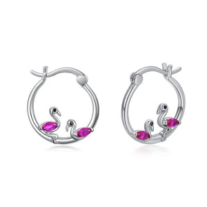 Harong Autumn Flamingo Earring Amethyst Hoop Earrings