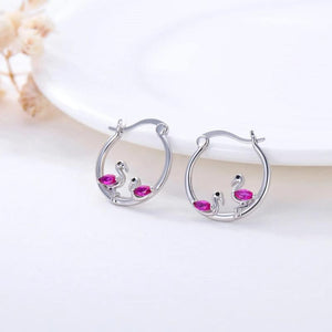Harong Autumn Flamingo Earring Amethyst Hoop Earrings