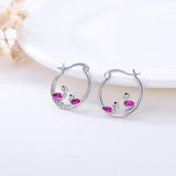 Harong Autumn Flamingo Earring Amethyst Hoop Earrings