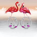 Harong Autumn Flamingo Earring Amethyst Hoop Earrings