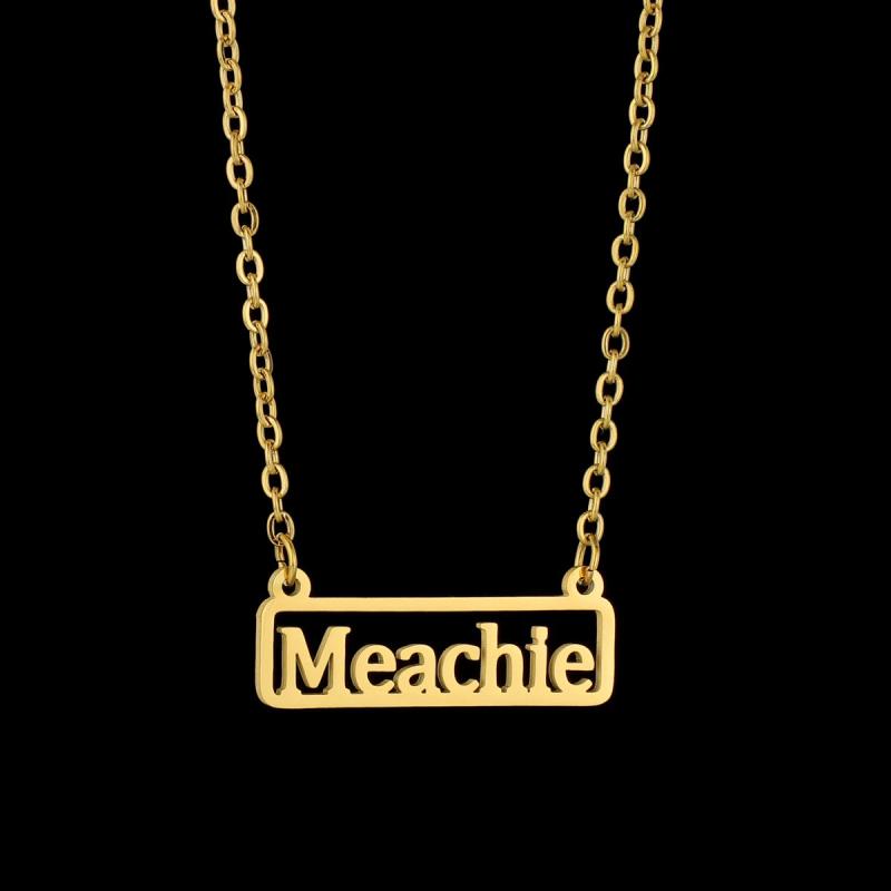 Personalized Stainless Steel Hollow Bar Pendant Necklace