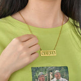 Personalized Stainless Steel Hollow Bar Pendant Necklace