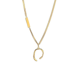 Personalized Stainless Steel Necklace with Irregular Semicircle Pendant