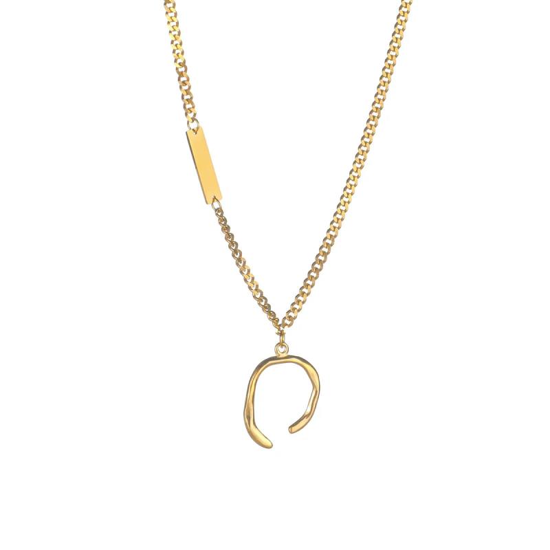Personalized Stainless Steel Necklace with Irregular Semicircle Pendant