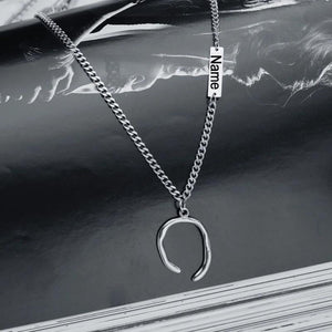 Personalized Stainless Steel Necklace with Irregular Semicircle Pendant