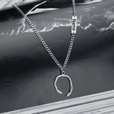 Personalized Stainless Steel Necklace with Irregular Semicircle Pendant
