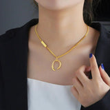 Personalized Stainless Steel Necklace with Irregular Semicircle Pendant