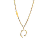 Personalized Stainless Steel Necklace with Irregular Semicircle Pendant