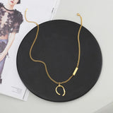 Personalized Stainless Steel Necklace with Irregular Semicircle Pendant