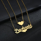 Personalized Couple Heart Necklace Stainless Steel Pendant