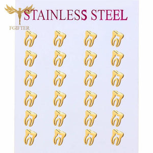 12 Pairs Kids Tooth Stud Earrings Stainless Steel Accessory