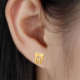 12 Pairs Kids Tooth Stud Earrings Stainless Steel Accessory