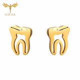 12 Pairs Kids Tooth Stud Earrings Stainless Steel Accessory