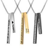 Personalized Stainless Steel Bar Necklace Engraved Valentine Anniversary