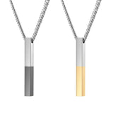 Personalized 4-Sided Vertical Bar Necklace Pendant with Cuban Chain