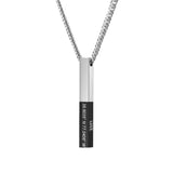 Personalized 4-Sided Vertical Bar Necklace Pendant with Cuban Chain