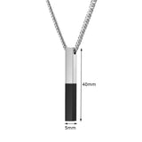 Personalized 4-Sided Vertical Bar Necklace Pendant with Cuban Chain