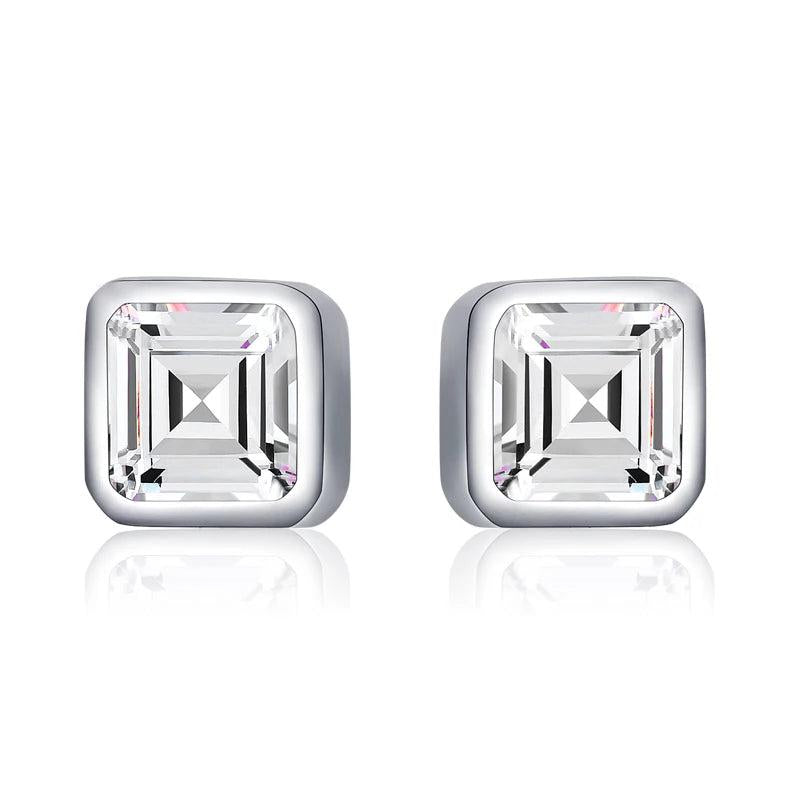 925 Silver Clear CZ Stud Earrings for Women