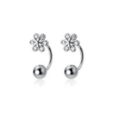 Trustdavis 925 Silver Flower CZ Stud Earrings Wedding Party Fine Jewelry