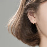 Trustdavis 925 Silver Flower CZ Stud Earrings Wedding Party Fine Jewelry