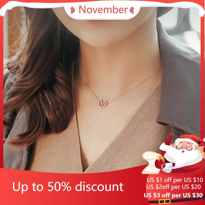 925 Silver Heart Necklace Hot Pure Jewelry Women 925 Necklace