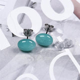 Pale Oval Amazonite Stud Earrings - Natural Stone Earrings
