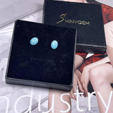 Pale Oval Amazonite Stud Earrings - Natural Stone Earrings