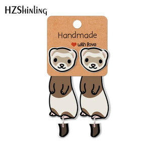 Cartoon Ferrets Pattern Stud Earrings Resin Ear Jewelry