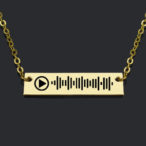 Custom Music Code Engraved Necklace Personalized Pendant Women Charm Jewelry