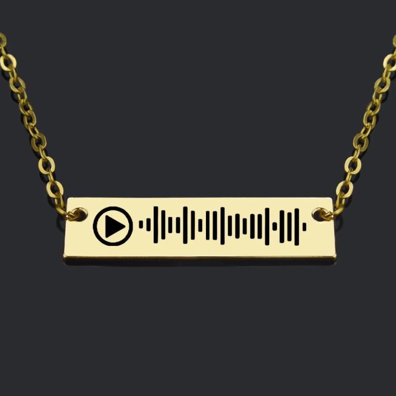 Custom Music Code Engraved Necklace Personalized Pendant Women Charm Jewelry