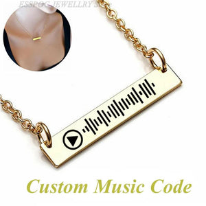 Custom Music Code Engraved Necklace Personalized Pendant Women Charm Jewelry
