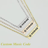 Custom Music Code Engraved Necklace Personalized Pendant Women Charm Jewelry