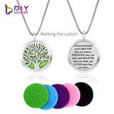 30mm Stainless Steel Aromatherapy Necklace with Custom Laser Printing
