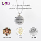 30mm Stainless Steel Aromatherapy Necklace with Custom Laser Printing