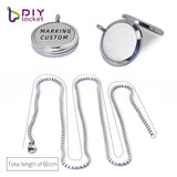 30mm Stainless Steel Aromatherapy Necklace with Custom Laser Printing