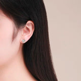 Butterfly Zirconia Screw Back Stud Earrings Brass Jewelry